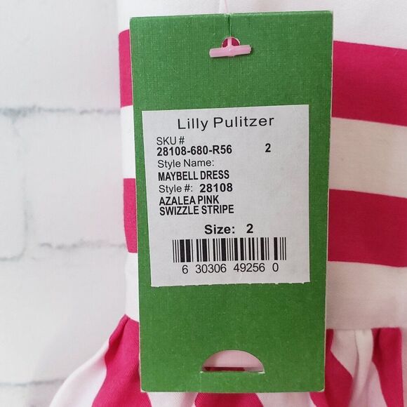 Lilly Pulitzer Maybell Dress Azalea Pink Stripe Size 2 Strapless Peplum Ruffle - Picture 6 of 9